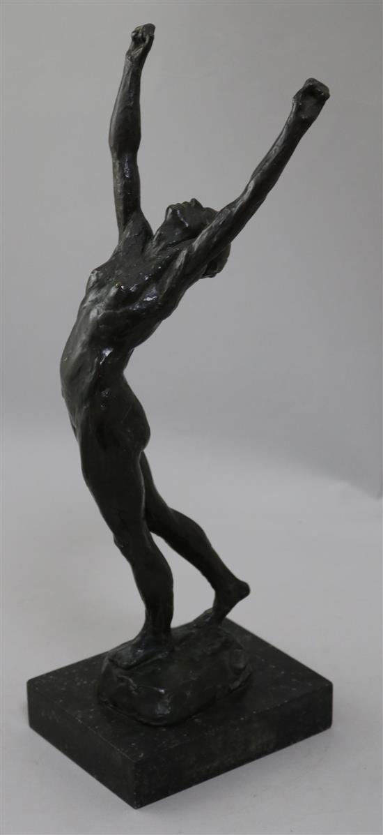 Georges Halbout (French 1896-1986), a bronze study of a female figure stretching, signed to base, bearing A Valsuani foundry mark.